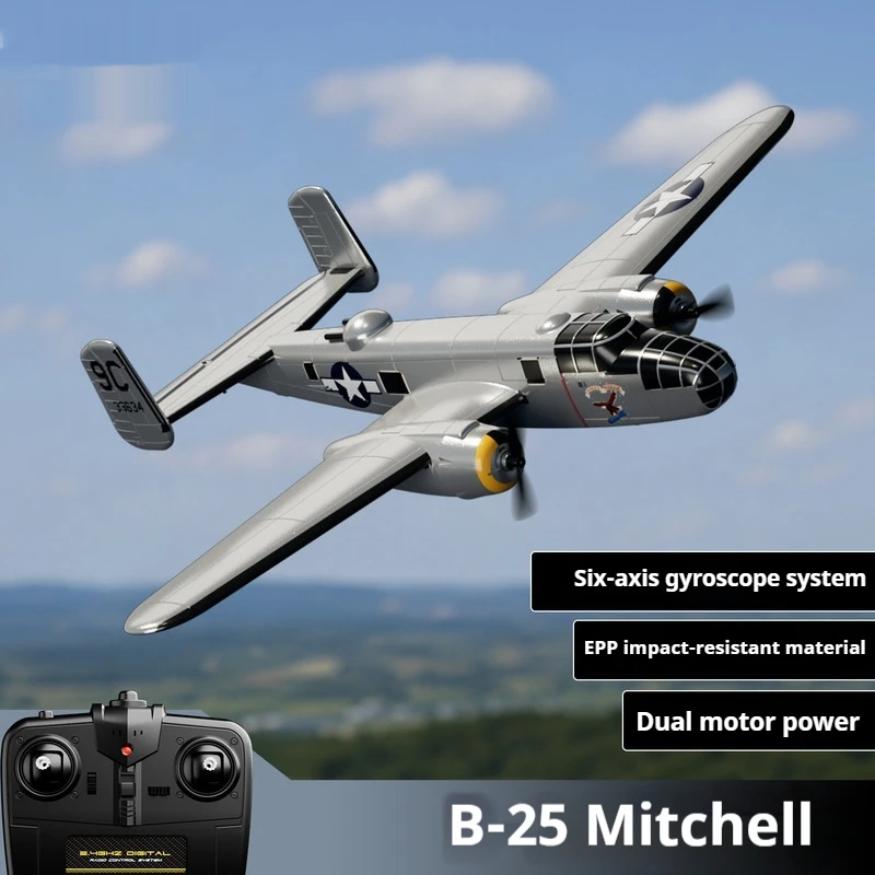 76210 Remote Control Airplane B25 Mitchell Bomber Fixed Wing 3 Channel Dual Motor Power Rc Airplane For Adult Outdoor Hobby