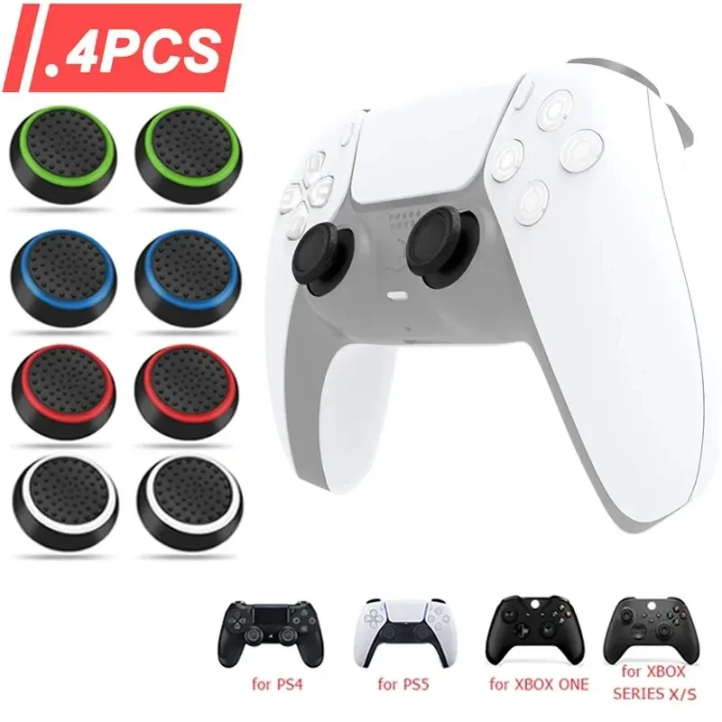 4PCS Silicone Analog ThumbStick Grip Caps for PS5/PS4/PS3/Switch 2 Cover for Xbox One/Xbox Series X S/Xbox 360 Controller