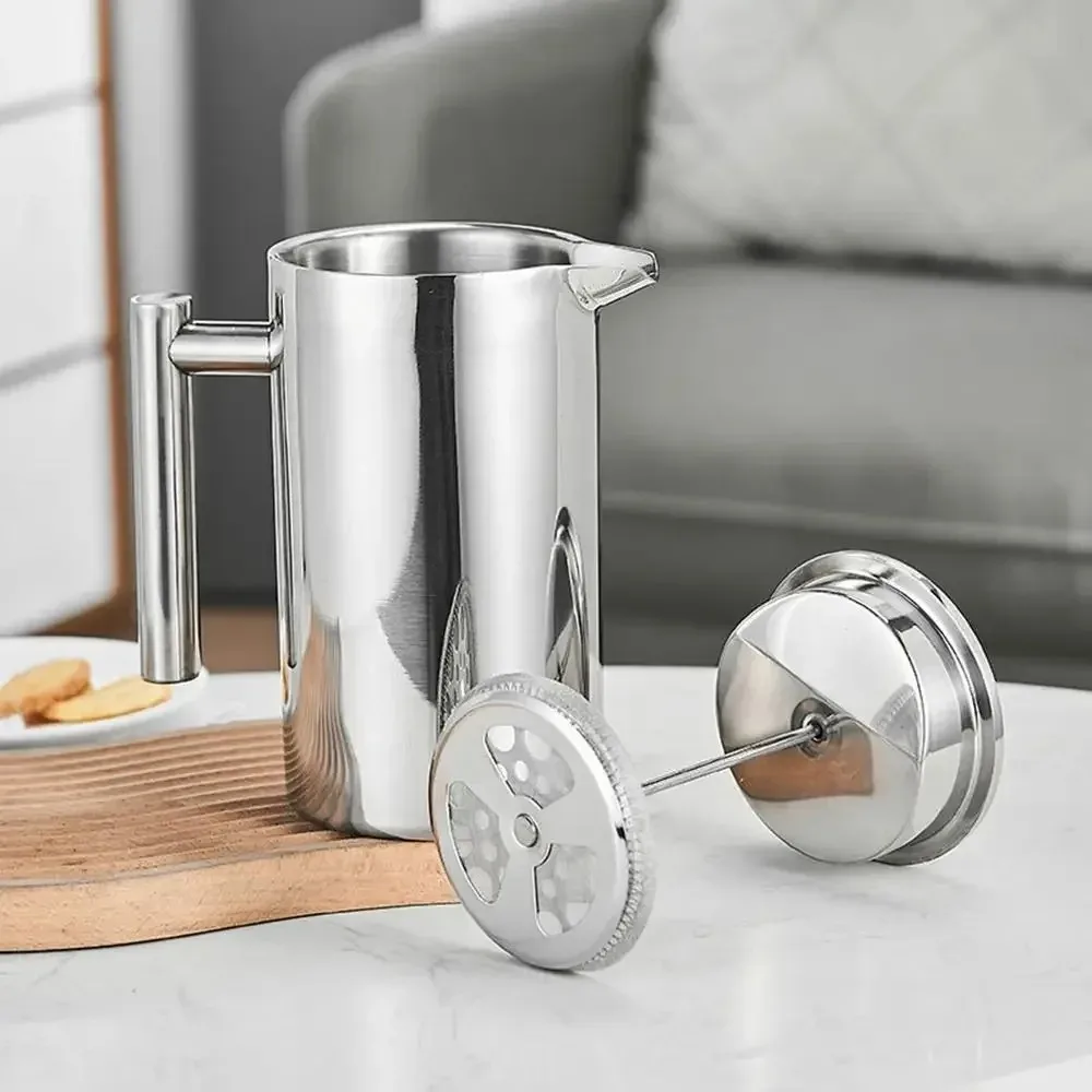 Cafetière à piston française 350 ml en acier inoxydable à double paroi, pot à café isolé avec filtre, cafetière à expresso