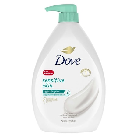 DOVE 69998386 Sensitive Skin Body Wash with Pump, 30.6 Ounce, 3PK