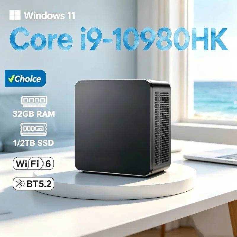 Mini PC Intel Core I9 10980HK Windows 11 Backup Modular-Built Computer 32GB RAM 1/2TB SSD WIFI6 BT5.2 4K Desktop PC