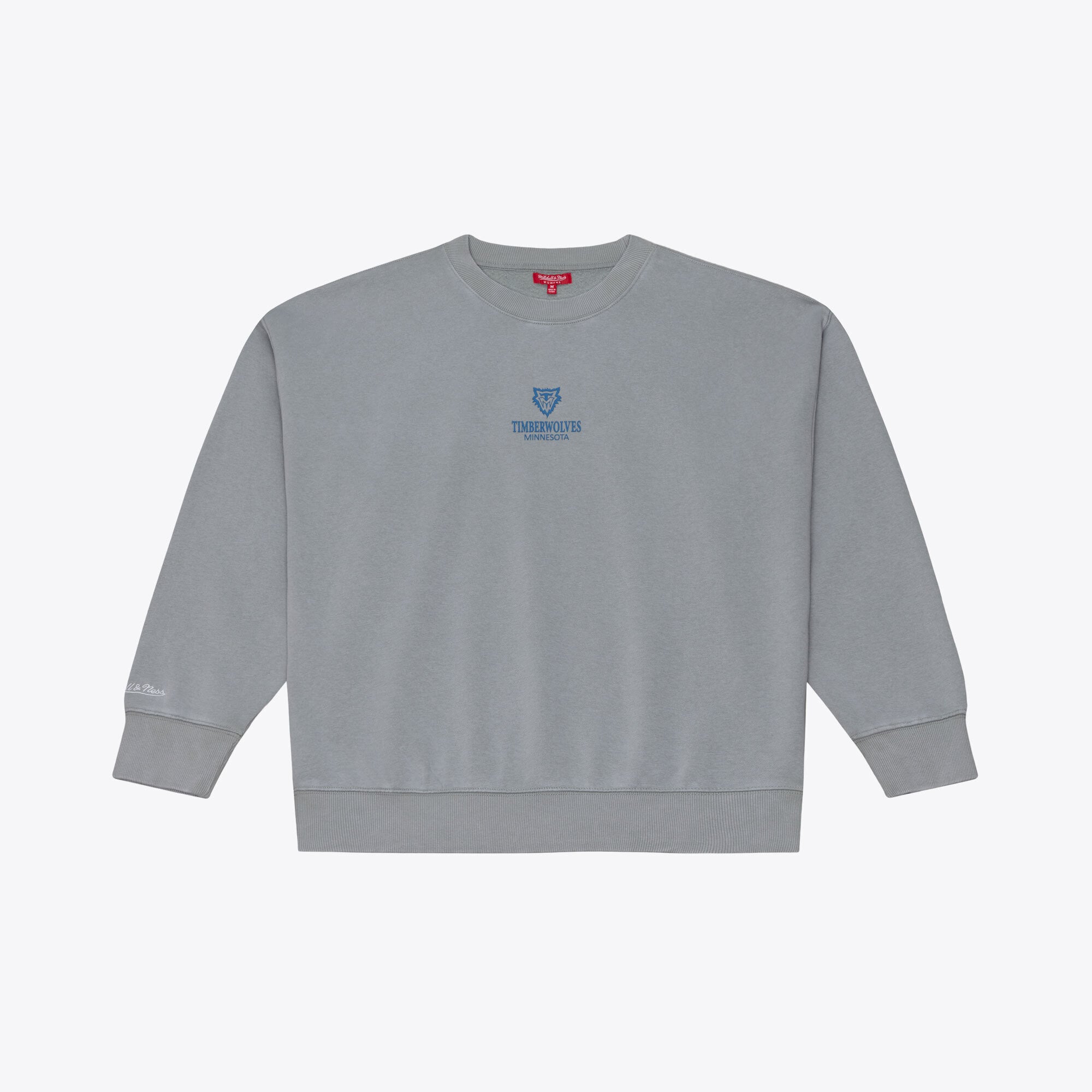 Mitchell & Ness Damen-Fleece-Sweatshirt in Grau mit Minnesota Timberwolves Core Essentials Micro-Logo