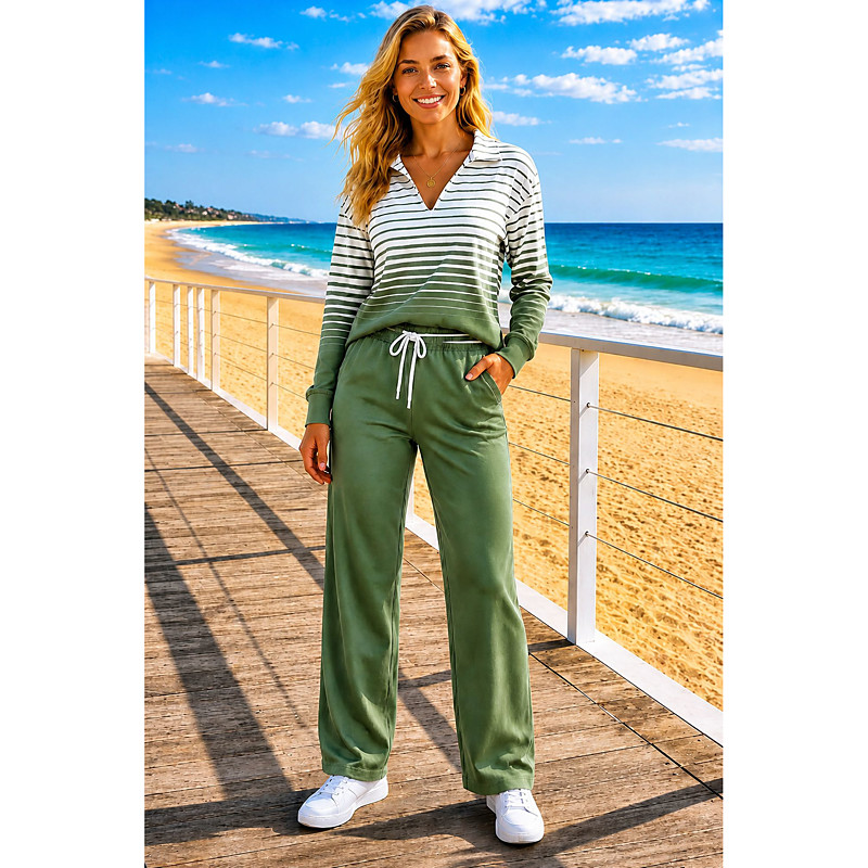 Women's Sweatshirt Tracksuit Sweatpants Drawstring Zipper Striped Jacket and Sweatpants Athletic Clothing Set Outfit Set Summer Spring Fall Winter White Pink Gym Workout Casual Workout Thermal Warm