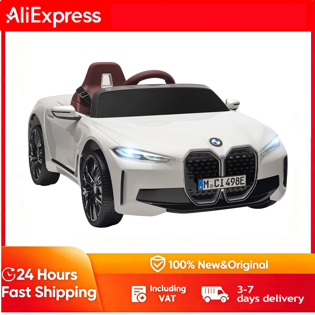 Voiture pour enfants, batterie rechargeable, 3-5 km/h, avec télécommande, lecteur multimédia, blanche, poussette électrique, voiture jouet pour enfants, voiture jouet électrique, voiture électrique