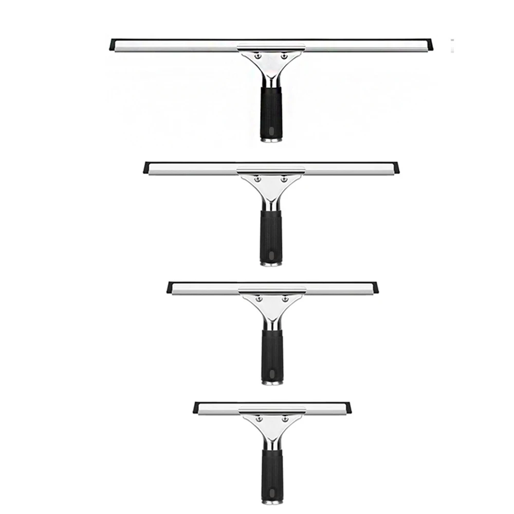 6/10/14/18-Inch Stainless Steel Handheld Squeegee for Bathroom Glass Window Car Cleaning Home Household Silicone Head Scrubber