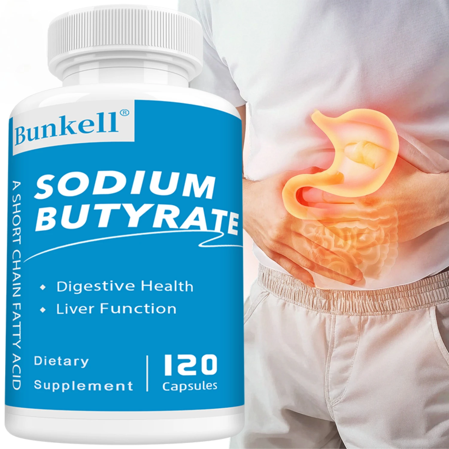 Sodium Butyrate Supplement - Helps Gut Health, Detox and Cleansing of The Liver, Digestive Health,Non-GMO