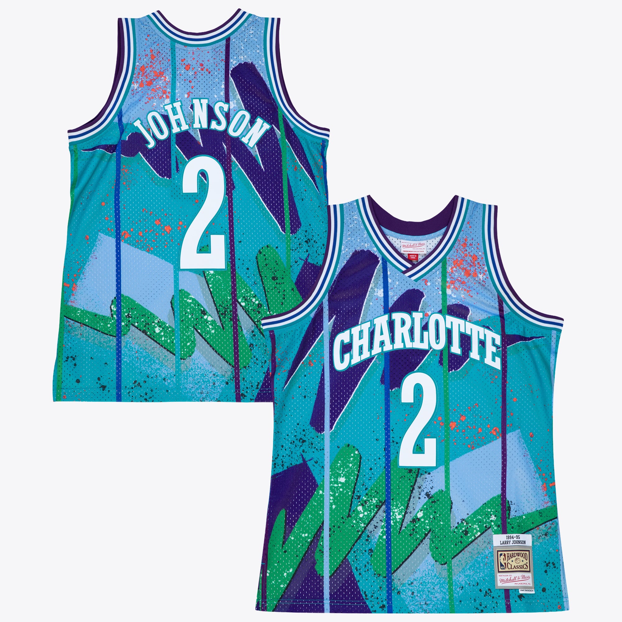 Maillot Swingman Hyper Hoops Charlotte Hornets Mitchell & Ness Larry Johnson 1994 – Bleu - Homme Taille: S