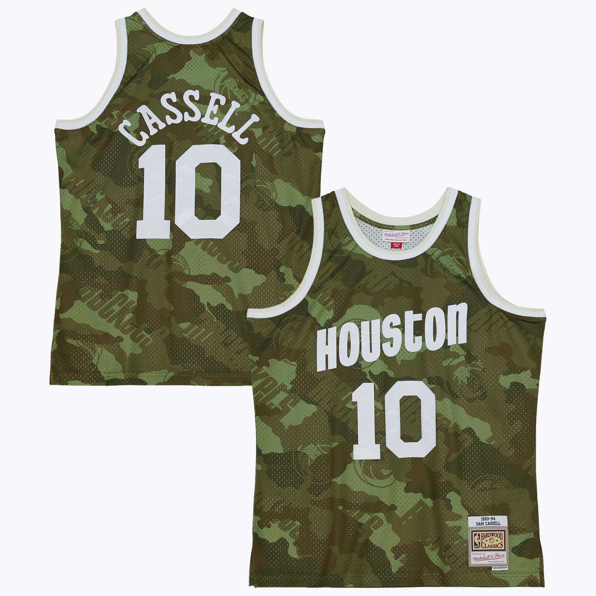 Maillot Swingman Mitchell & Ness Sam Cassell 1993 Ghost Camo des Houston Rockets - Vert - Homme Taille: S