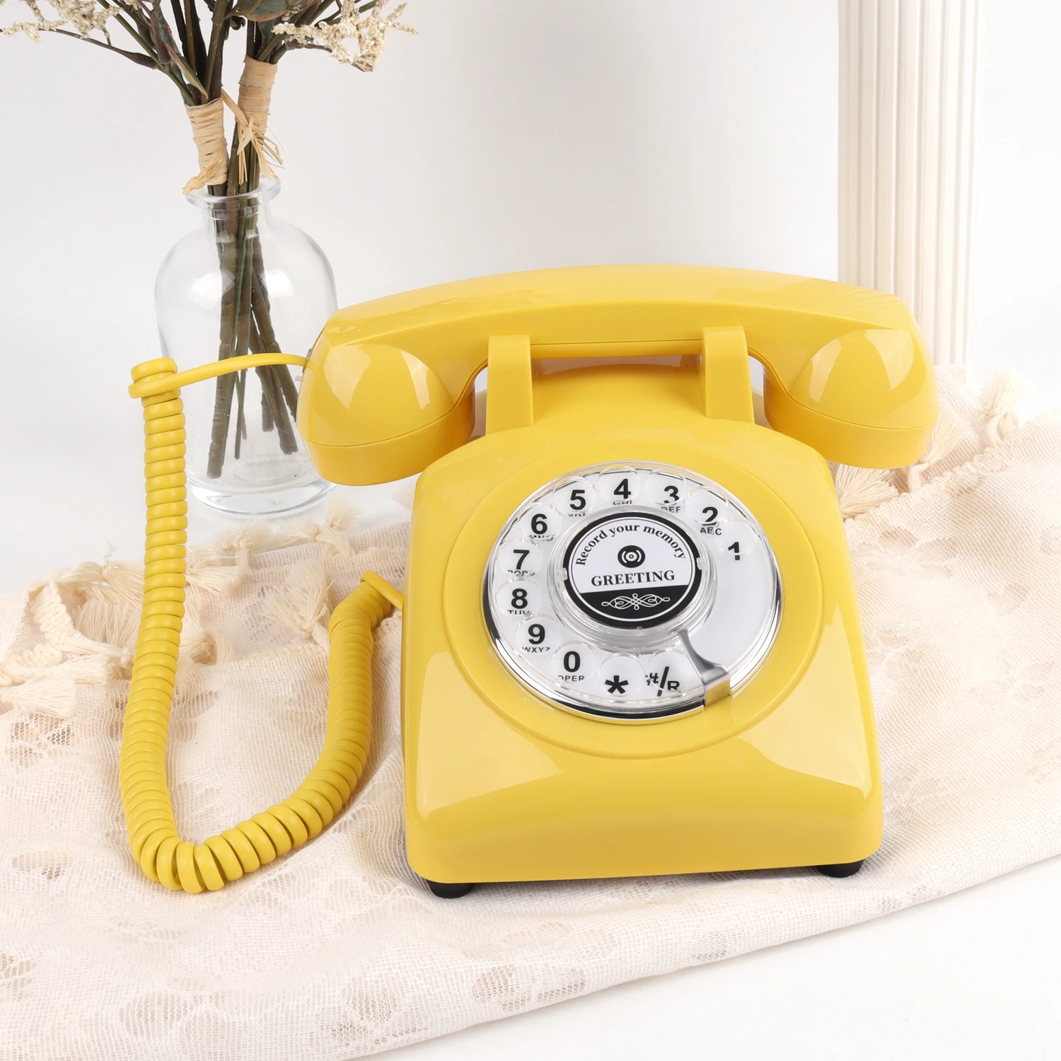 Retro Recording GuestBook Phone Vintage Audio Message Board Telephone for Wedding Guest Blessing Interactive Sign-in Keepsake