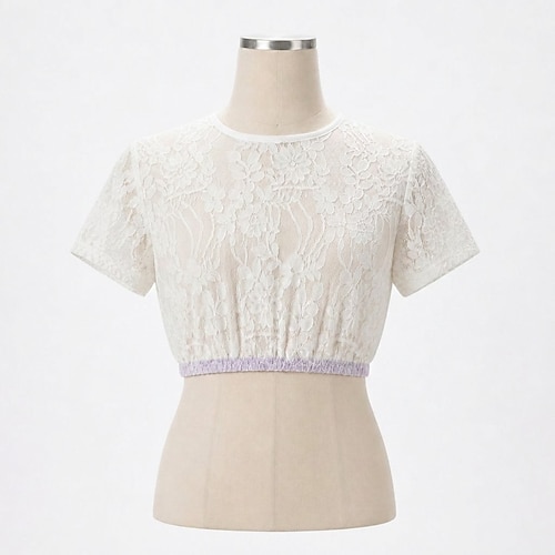 Carnaval Oktoberfest Blouse Dirndl Dentelle Pur Col ras du cou Manches courtes Bavarois Allemand Munich Prairies Femmes Carnaval Fête de la Bière Tissu de style traditionnel