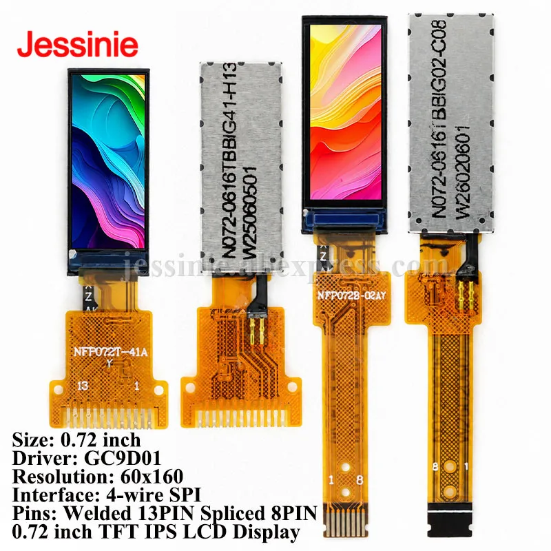 Écran TFT HD de 0,72 pouces, écran LCD IPS, écran à port série avec pilote GC9D01, 60*160, écran couleur complet, 13Pin/8Pin