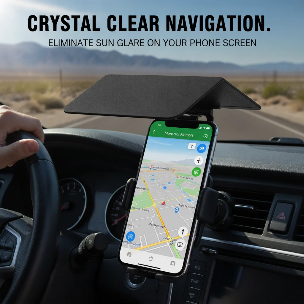 Portable Foldable Mobile Phone Sunshade Easy Install Multi-Angle Clip-on UV Protection for Smartphones