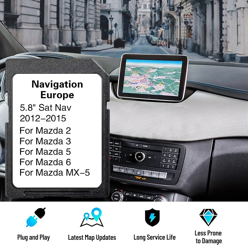 8GB GPS Update Europe Britain Maps Software AVN1 units Navigation for Mazda 2 3 5 6 MX-5 Car Sat Nav SD Card