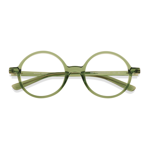 Unisex s round Clear Green Plastic Prescription eyeglasses - Eyebuydirect s Magic