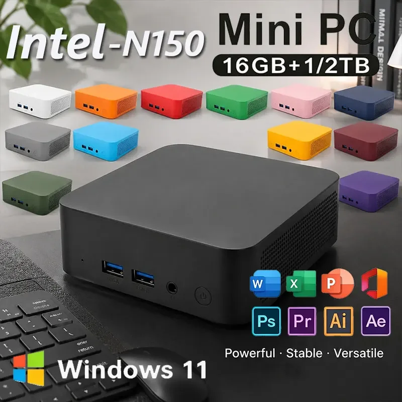 New Arrival Windows 11 Intel N150 Mini PC 8GB 16GB RAM 1TB/2TB SSD PC Gamer Computer Dual WIFI6 BT5.2 4K HD Mini Gaming PC
