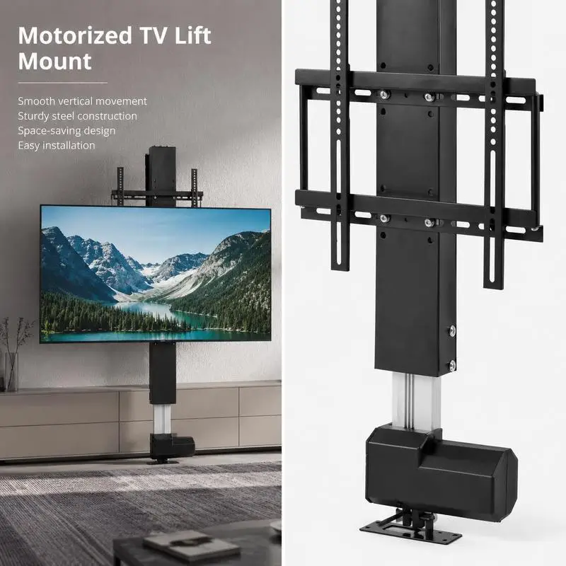 Support TV pour téléviseurs LCD, LED et plasma, support TV automatique, élévateur TV, support élévateur TV de 97,4 à 167,4 cm, réglable en hauteur et stable, max. 60 kg