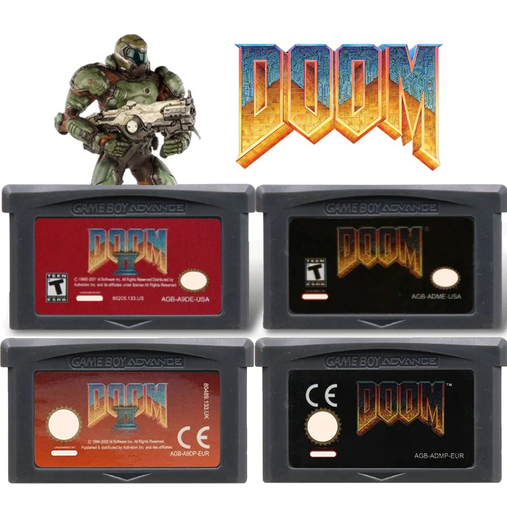 Cartouche de jeu Doom GBA, série de cartouches de jeu DOOM, carte de console de jeu vidéo 32 bits, DOOM 1, DOOM 2