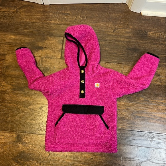 Carhartt Shirts & Tops | Carhartt Kids Long Sleeve Fleece 1/4 Snap Sweatshirt Size Kids 3t Color Fuchsia | Color: Black/Pink | Size: 3tg