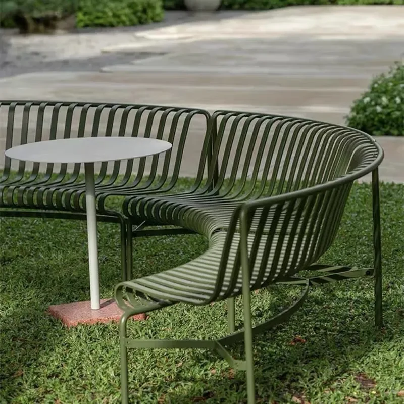 Nordic Outdoor Leisure Park Chair School Open Air Bench Courtyard Wrought Iron Backrest Bench For Outdoor Square Garden