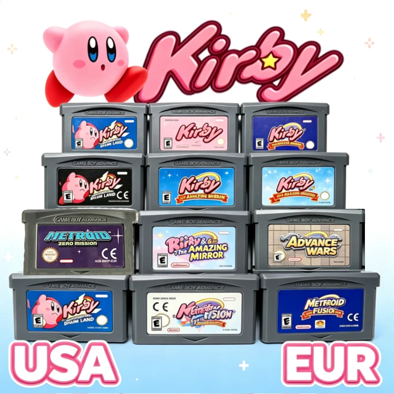 Kirby 32-Bit Game Card GBA Game Video Game Cartridge Console Card Emerald Amazing Mirror Dream Land Classic Game Collection