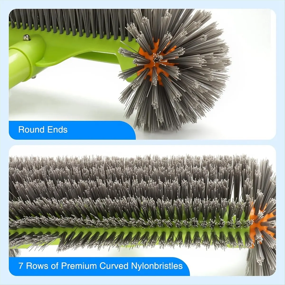 Tête de brosse de piscine HITL avec extrémités rondes, brosse de piscine de 13 pouces pour nettoyer les parois de la piscine, brosse de piscine avec clip EZ vert