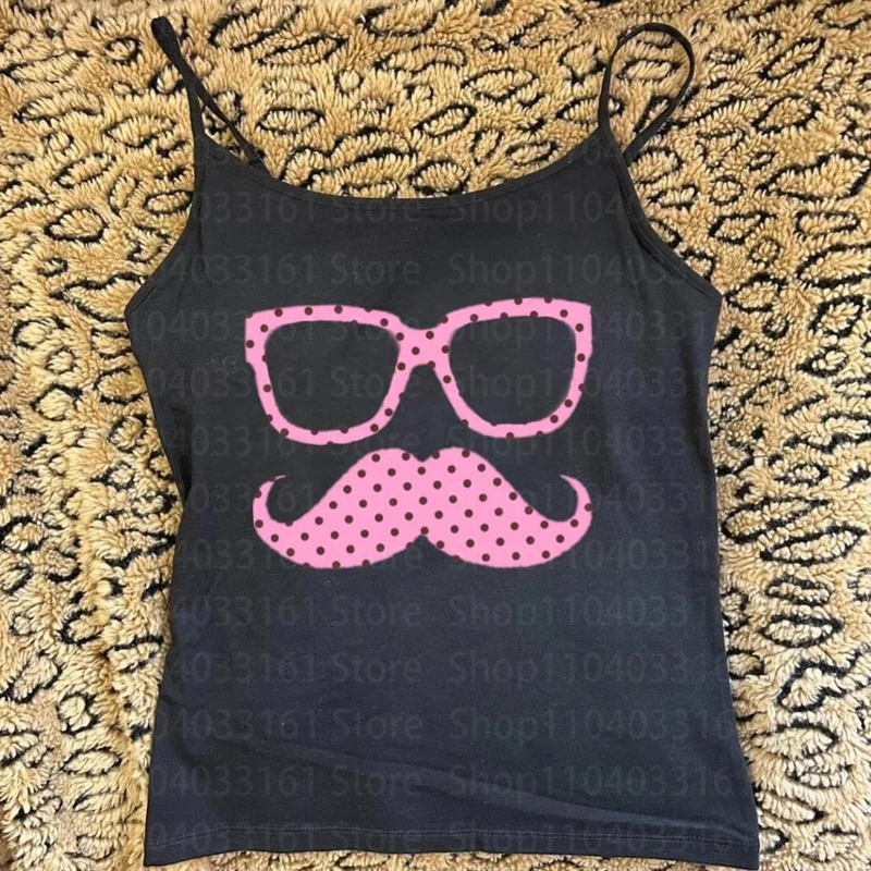 Tanks & Camis Women's Top Y2k Cute Tops With Suspenders Crop Top Woman Aesthetic Clothing 90s Vintage Clothes Summer Harajuku