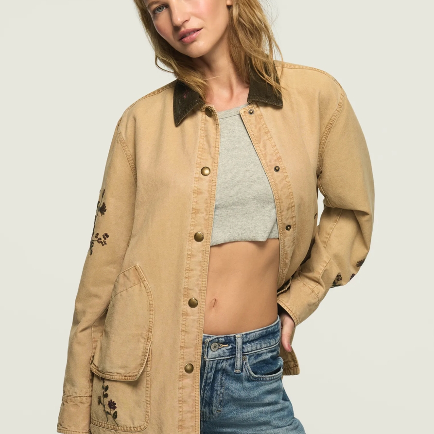 Lucky Brand Canvas Oversized Barn Jacket - Women's Clothing Outerwear Jackets Coats in Tan, Size XS