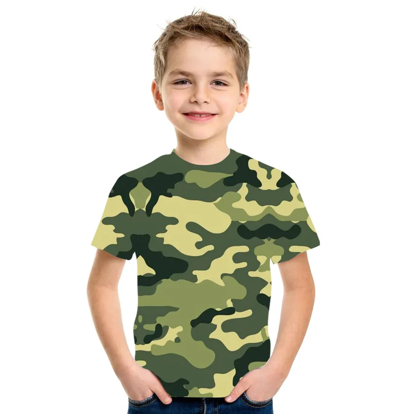 Kids Clothes Camouflage Color 3D Printing T-Shirt Boys Girls Clothing 2-10y Child Baby O-Neck Top Summer Outdoor Play Clothes
