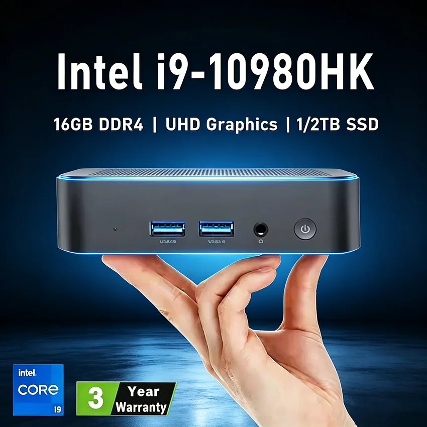 Tragbarer Intel I9-10980HK Mini-PC Windows 11 Pro 16/32GB RAM 1TB SSD PC Gamer Computer WIFI 6 BT5.2 4K HD Mini Gaming PC Desktop