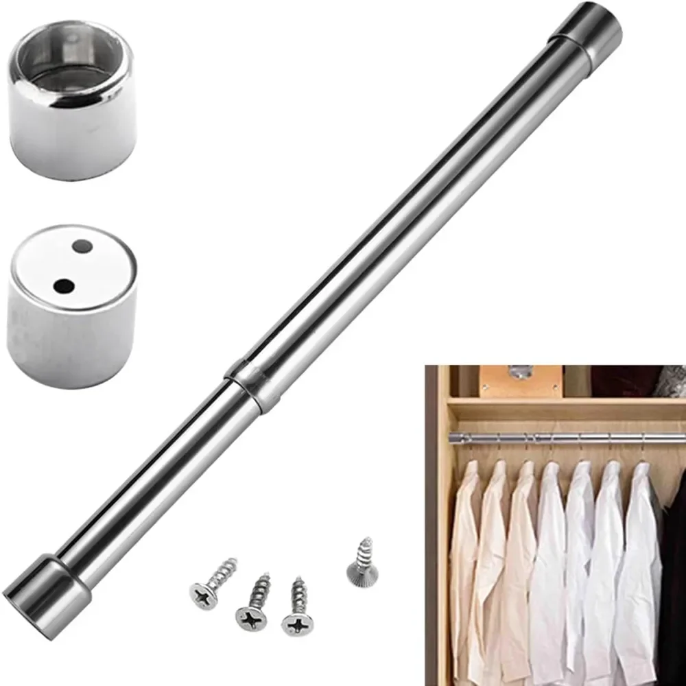 1 Stück Teleskopstange aus Edelstahl, Länge 68–120 cm, zum Aufhängen von Kleidung in der Garderobe und im Badezimmer.