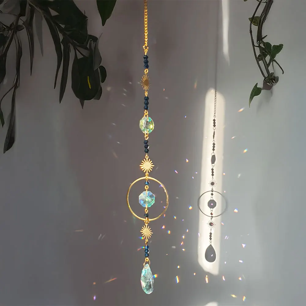 1 Piece Crystal Sun Catcher Window Hanging Decoration, Wind Chime Wall Decoration, Home Decor Outdoor Garden Hanging Decoration, Suitable for Living Room, Home, Outdoor Garden, Car Decoration, Home