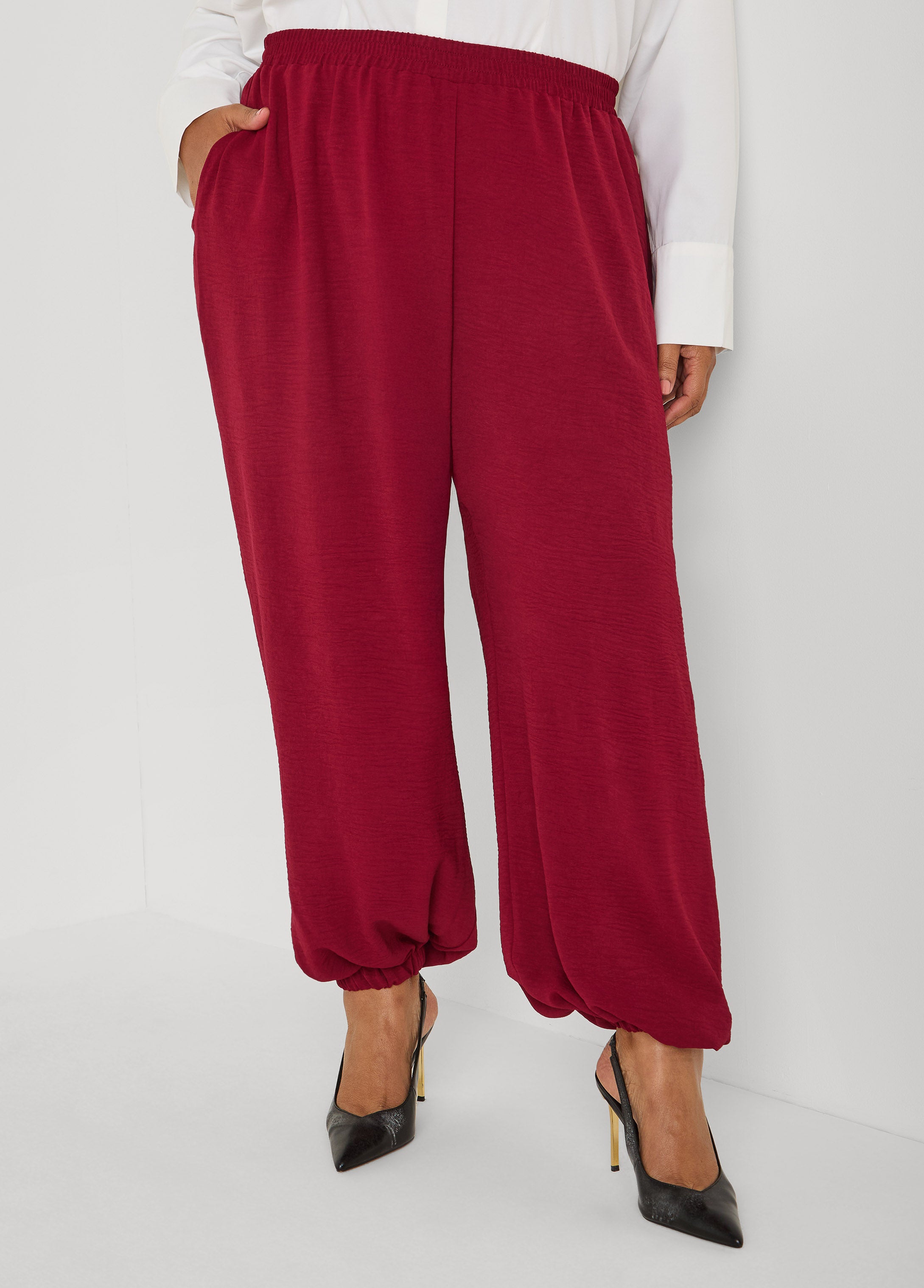 Plus Size Textured Balloon Pants