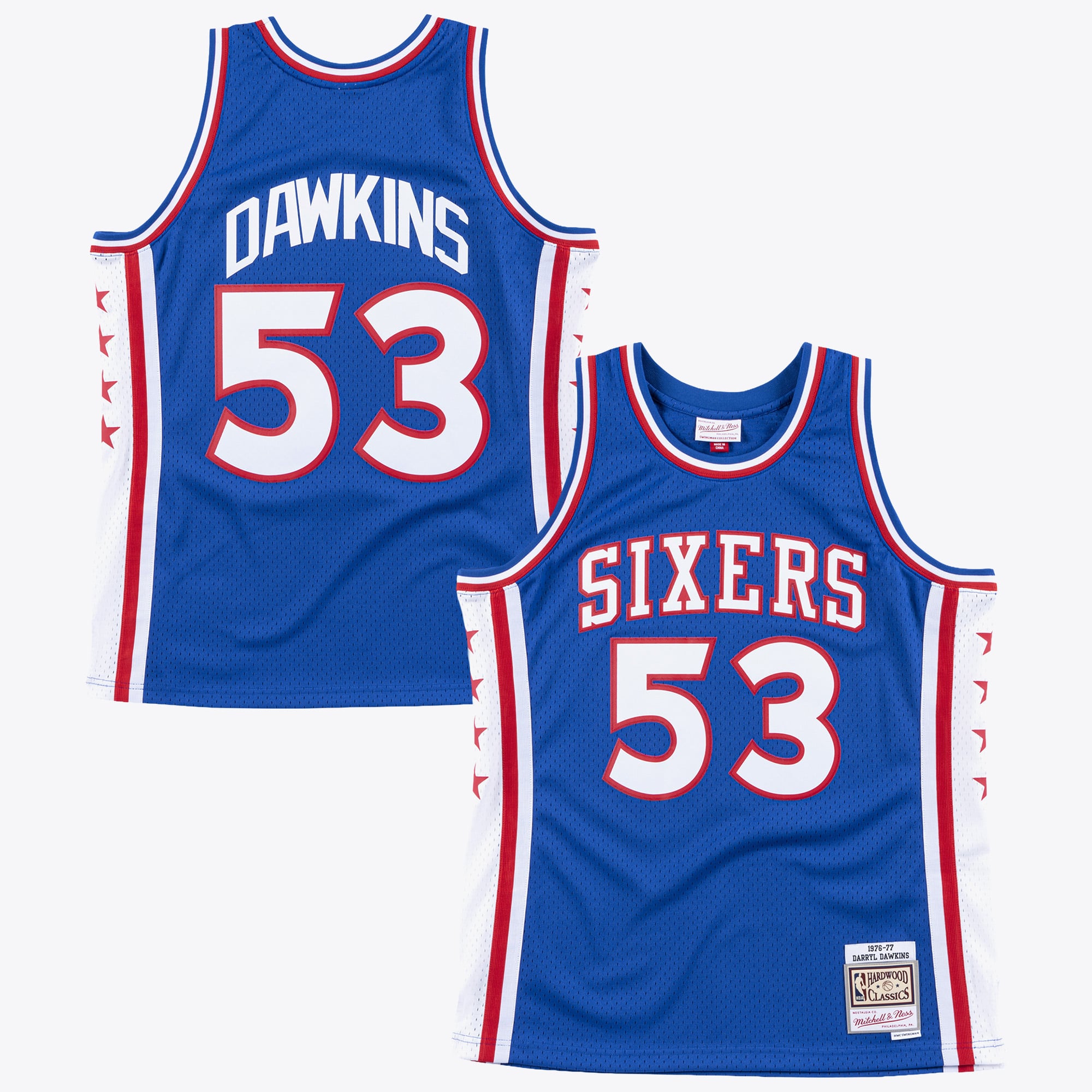 Maillot authentique Swingman Mitchell & Ness 1976 de Darryl Dawkins, Philadelphia 76ers - Bleu royal - Homme Taille: S