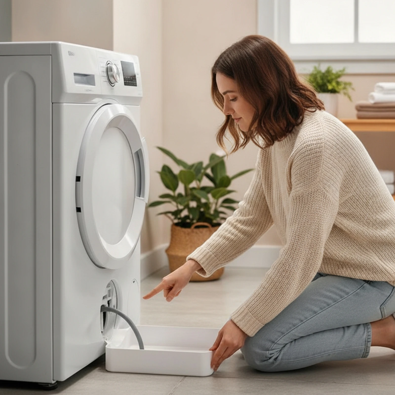 Washing Machine Drain Pan Water-Resistant Drain Pan with Cover Washing Machine Leak Tray Plastic Household Item Universal Fit