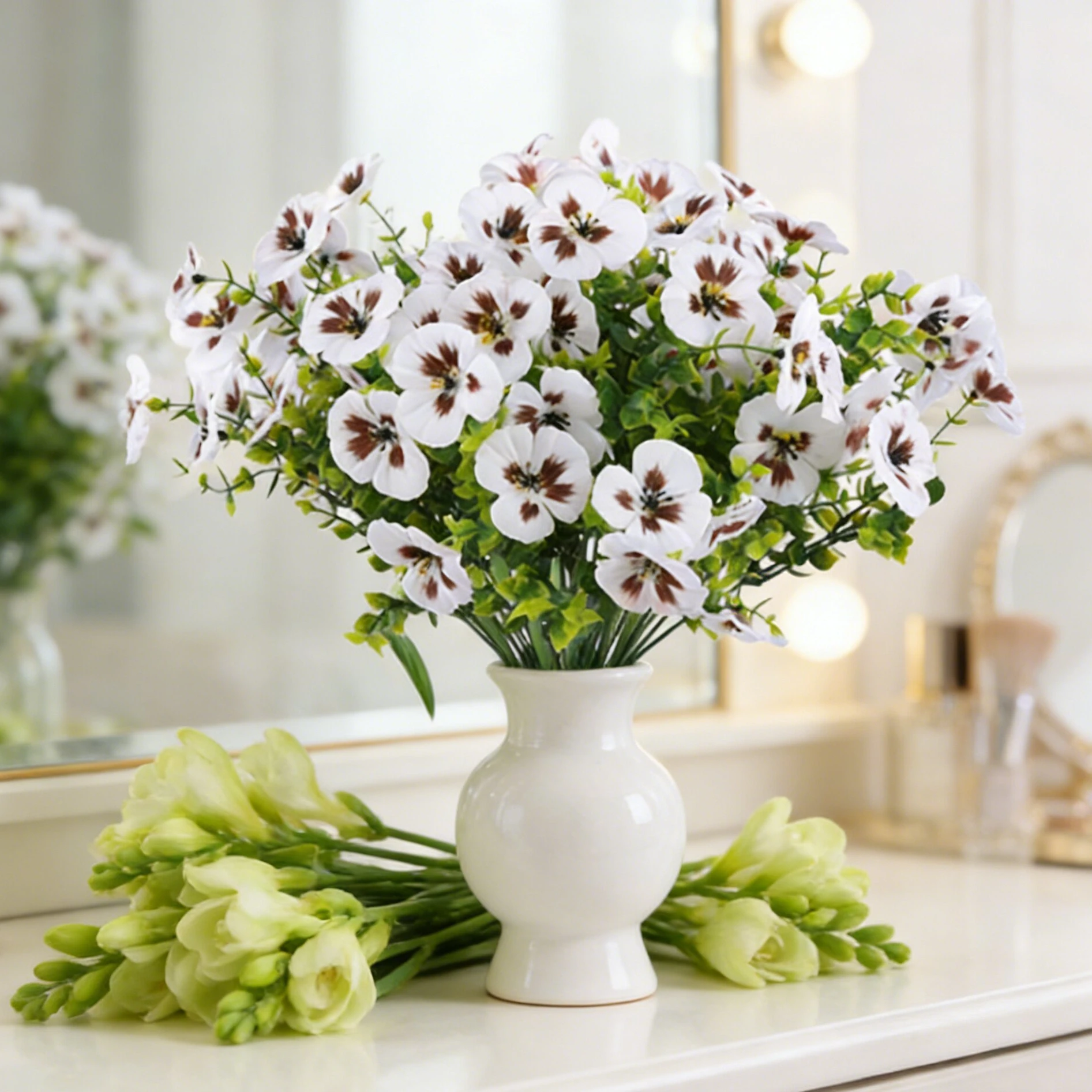 6 Pcs Artificial Flower Silk Pansy Outdoor Garden Yard Wedding Bride Bouquet Home Garden Vase Decora Garland Diy Gift Accessory