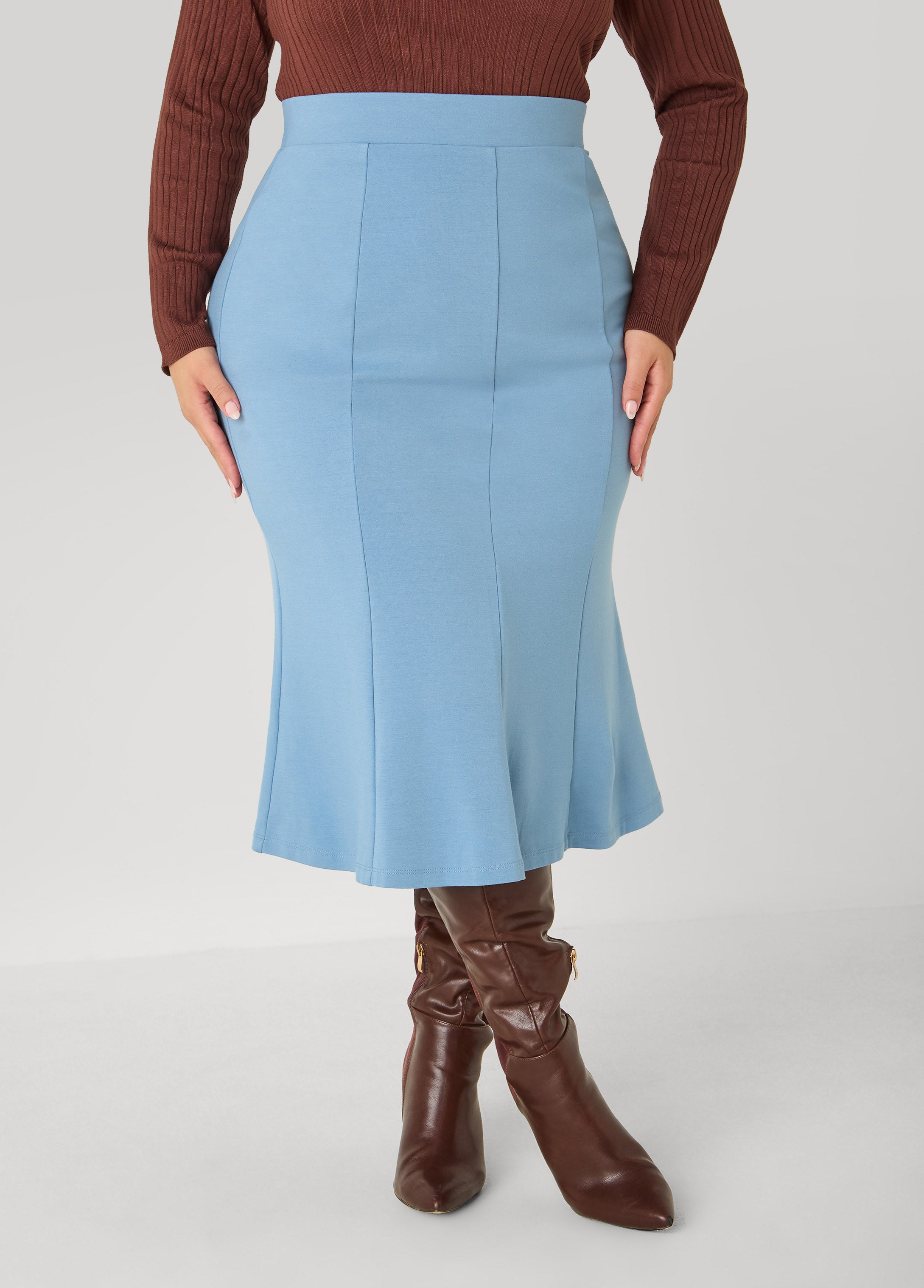 Plus Size Seam Detail Ponte Skirt - Ashley Stewart