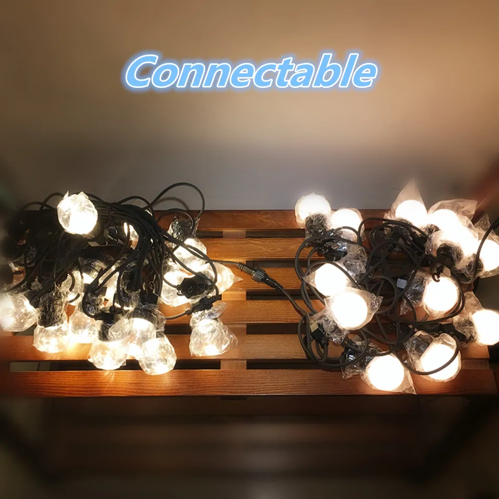 G50 Klare Kugel-Lichterkette für den Außenbereich, LED-Retro-Girlande für Hochzeiten, Partys, Terrassen, Gartendekorationen, Wände