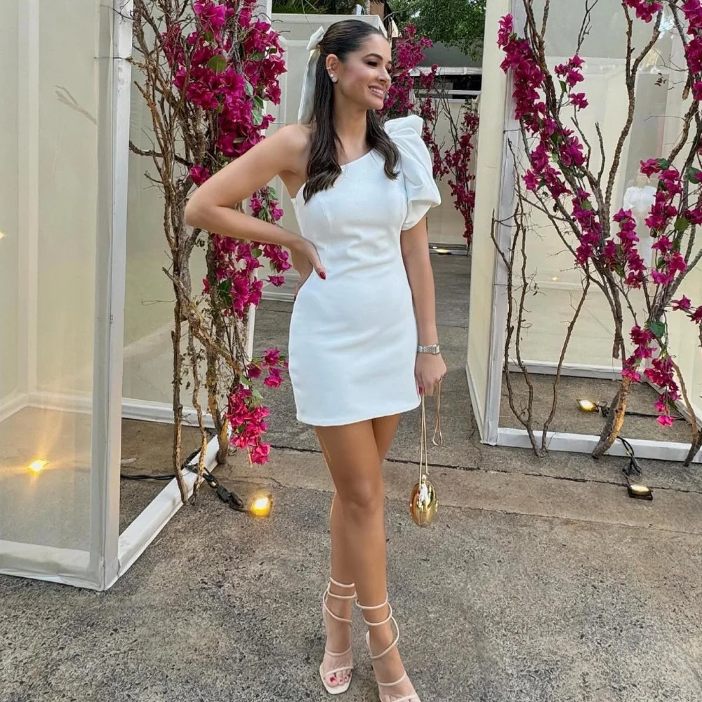 Customized Jersey Pleat Prom A-line One-shoulder Bespoke Occasion Gown Short Dresses