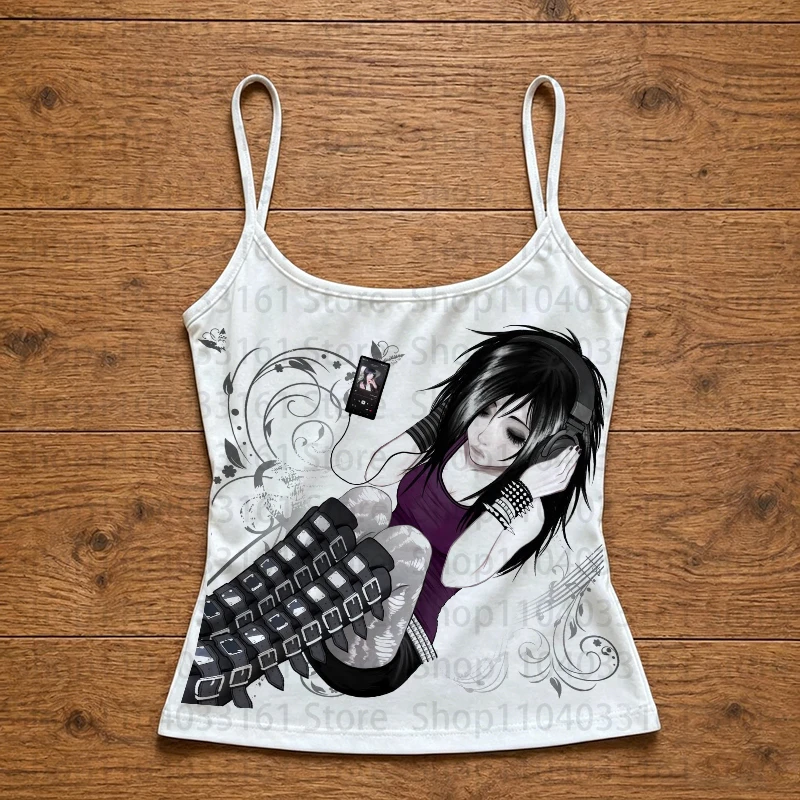 Top Women Tops Crop Top Sexys Grunge Clothes Y2k Vintage Clothing Summer Harajuku Trashy Y2k 2000s Aesthetic Women's Blouses Emo