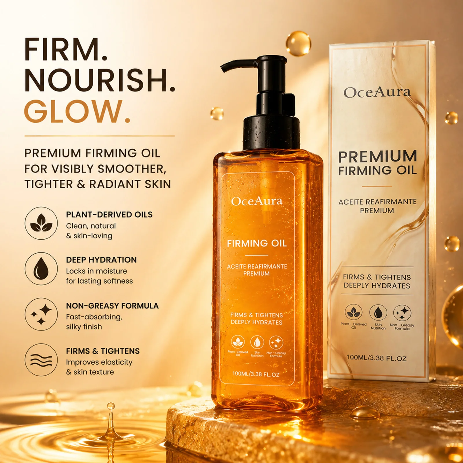 Huile raffermissante pour le corps, huile sérum pour le corps à base de plantes, huile hydratante non grasse pour une peau lisse et élastique, soin du corps