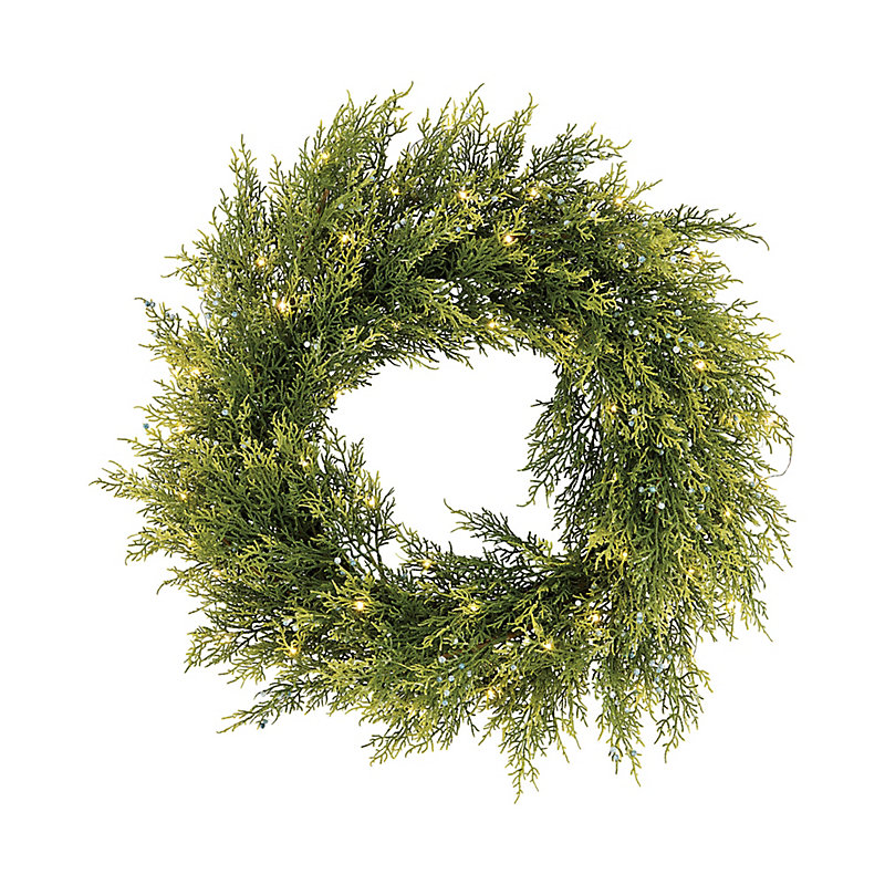 Prelit Cypress Wreath - Ballard Designs
