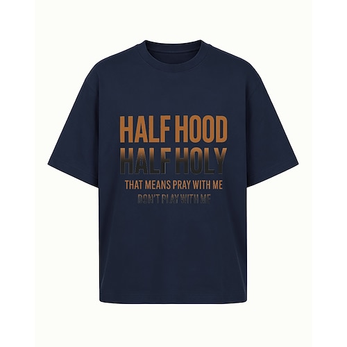 Halb Kapuze, halb heilig – das heißt: Bete mit mir, spiel nicht mit mir! – Lässiges Baumwoll-T-Shirt mit Rundhalsausschnitt und kurzen Ärmeln.