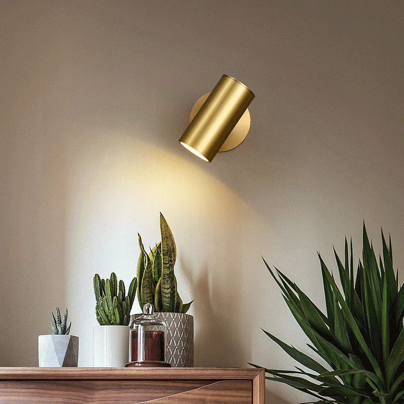 Moderne Kunst Ausstellung Kleine Spot Wand Lampe Zylinder Metall Körper Drehbare Hotel Nachttischlampe Licht Schlafzimmer Dekor Lesen Glanz