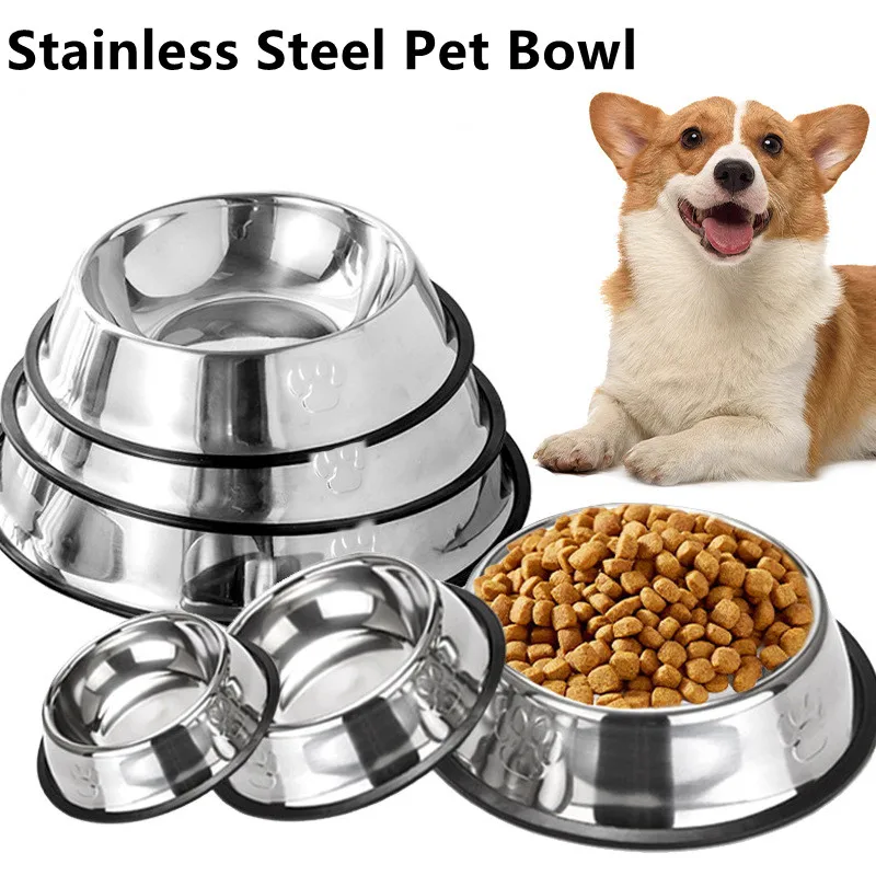 Bol pour animaux de compagnie en acier inoxydable bol pour chat bol de nourriture pour chien bol de nourriture Anti-chute multi-spécifications bol de nourriture alimentation fournitures pour animaux de compagnie