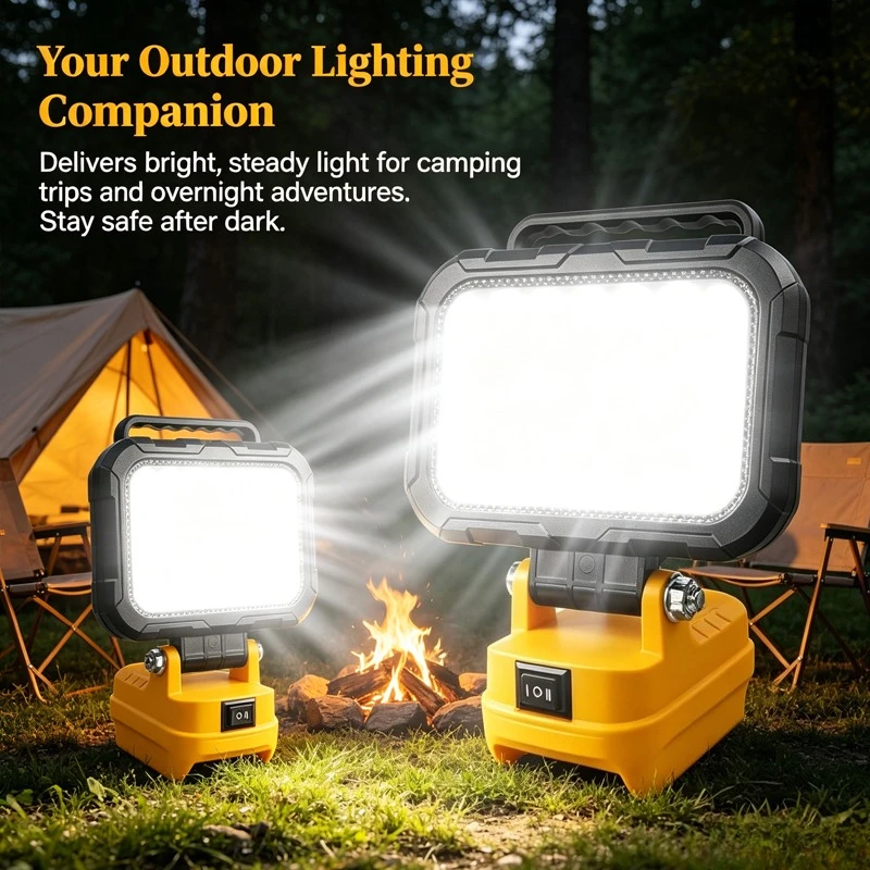 LED-Arbeitsleuchte für Dewalt Milwaukee 18V 20V Akku, kabellose Arbeitsleuchte mit 2 USB-Ladeanschlüssen, tragbare Flutlicht-Taschenlampe