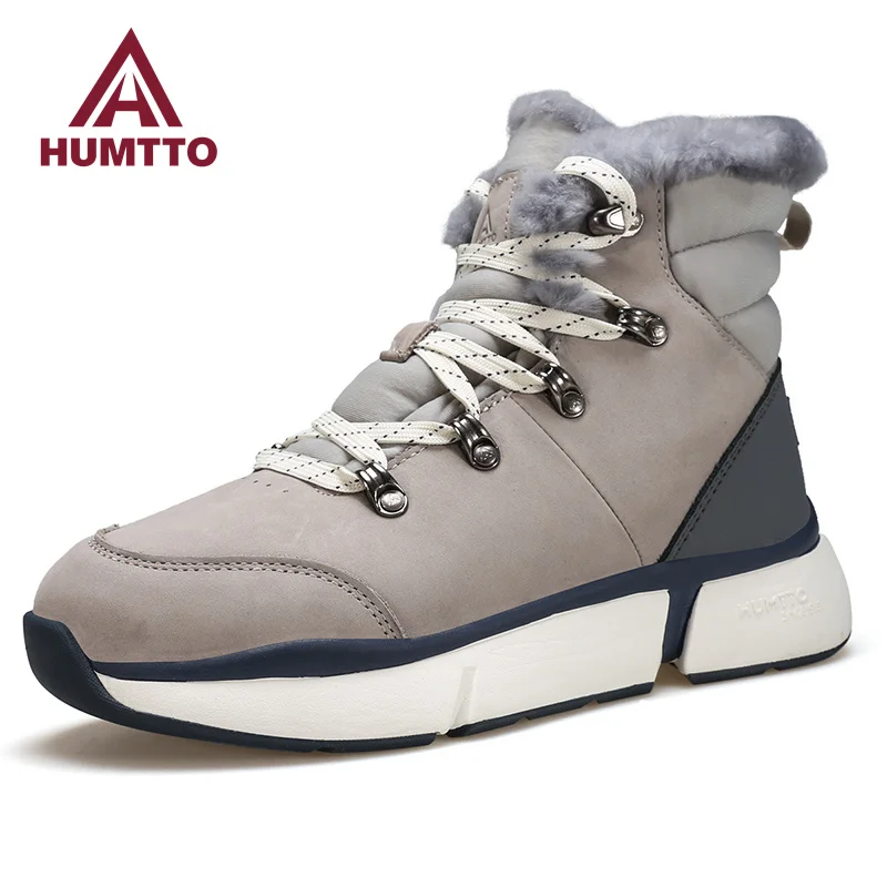 HUMTTO Wanderschuhe für Damen Winter Lederstiefel Wasserdichte Schneestiefel Damen Luxus Designer Outdoor Trekking Damen Sneakers