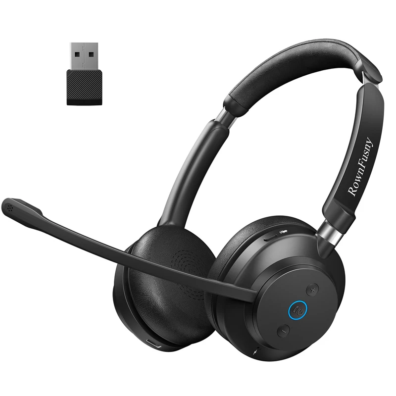 Rownfusny Kabelloses Bluetooth 5.3-Headset mit Mikrofon für die Arbeit, Geräuschunterdrückung, HD-Sprach-Stereo für PC, Laptop, Telefon, Callcenter, Zuhause