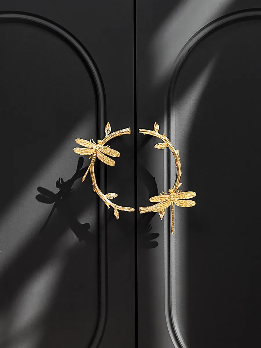 Halbrunder Ring Retro Schrankgriffe Messing Türgriff Blumenzweige Antikes Licht Luxus Möbel Türgriff Runder Ring