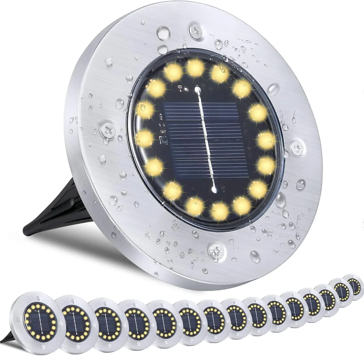 Solar-Bodenleuchten, wasserdichte 16-LED-Solarleuchte für den Außenbereich, Garten, Landschaftsbeleuchtung für Weg, Hof, Rasen, Pool, Stufe, Gehweg