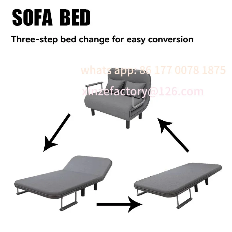 Anpassbares modernes Klappsofa für Wohnung, kleine Wohnung, einfaches Einzel- und Doppel-Klappsofa mit Armlehne